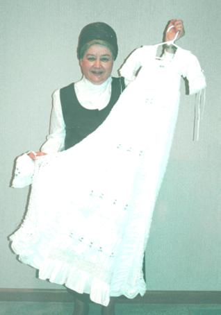 Sr. Maria Antonia with hand made baptisimal gown